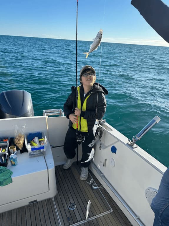 customer fishing with a fishing pole